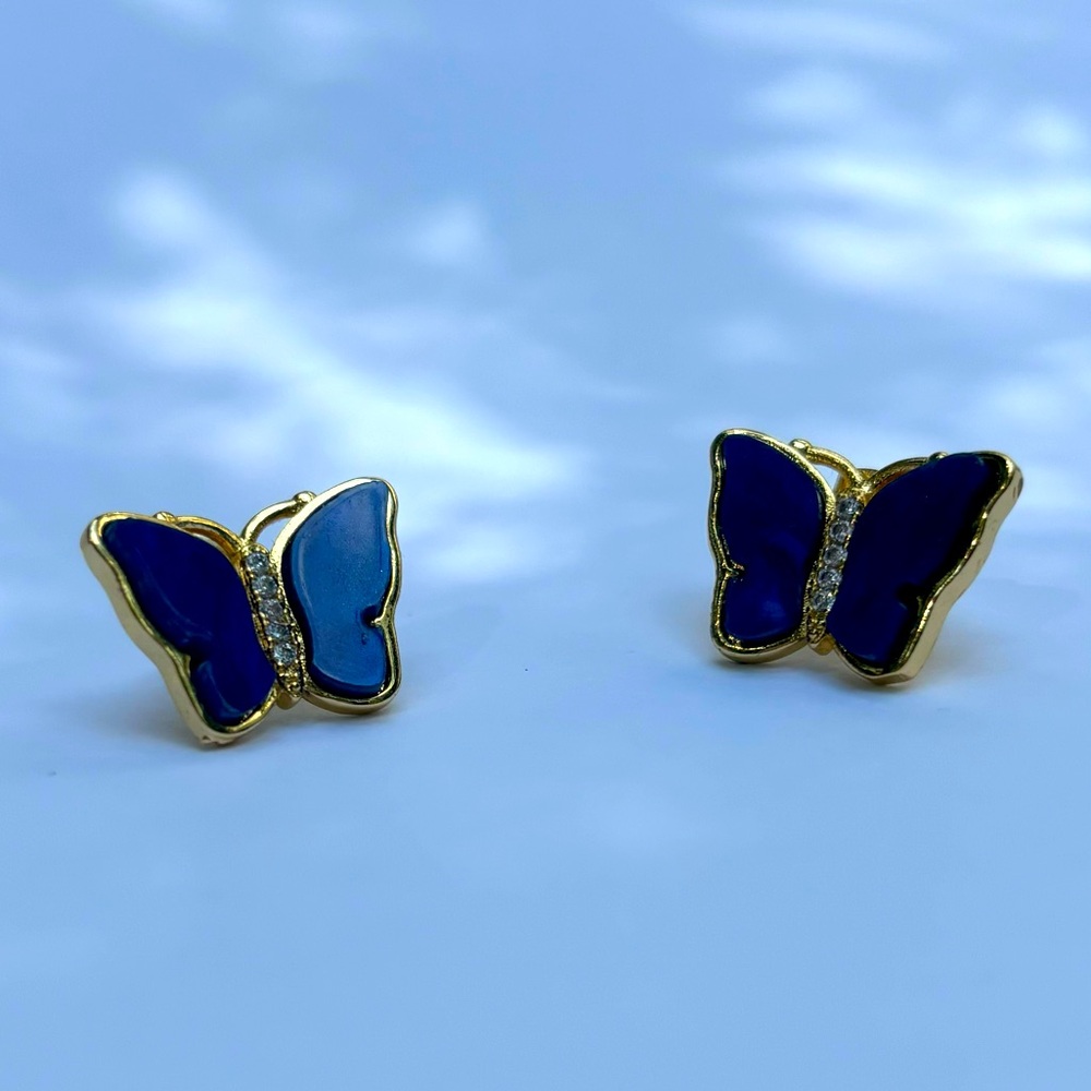 Blue Butterfly Stud Earrings